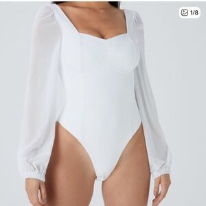 HALARA SoftlyZero White Mesh Sleeve Bodysuit size M.